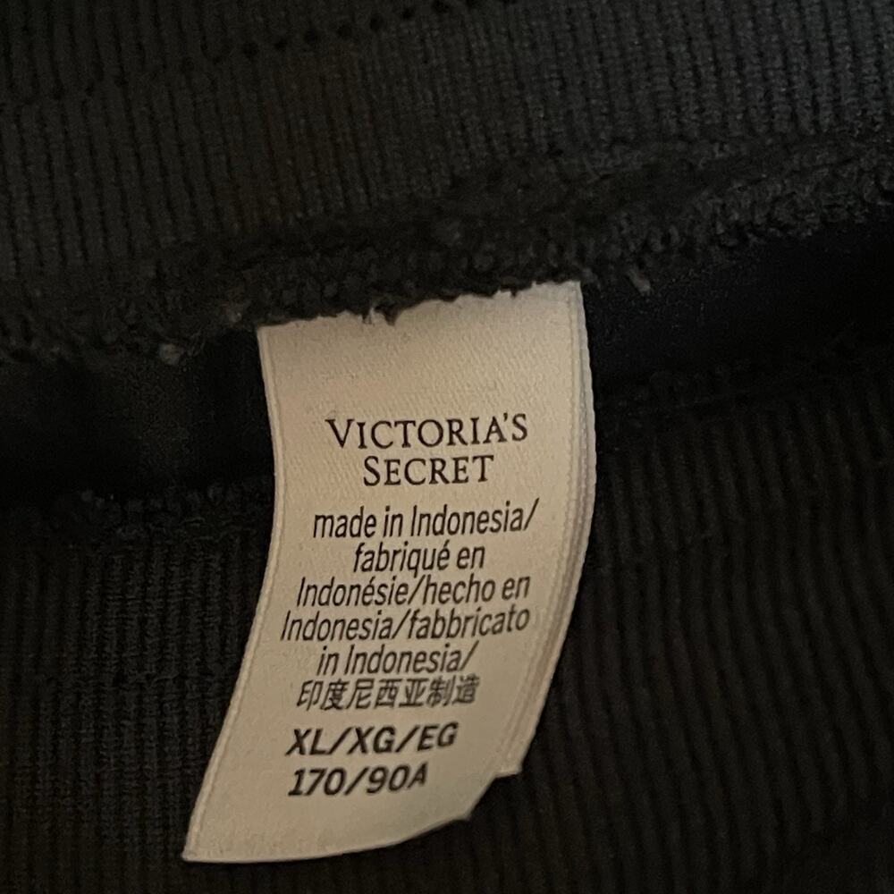 Victorias Secret‎ Velour Wide Leg Pants XL Black Elastic Waist Y2K - Picture 3 of 5
